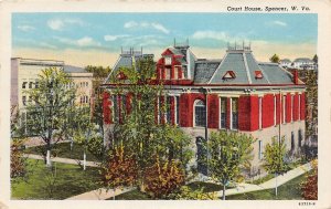 J68/ Spencer West Virginia Postcard c1940 Court House Building  316