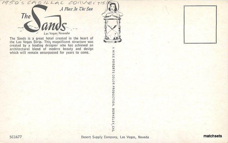 Artist Impression Sands Hotel 1950s Cadillac Convertible postcard 12479 Nevada