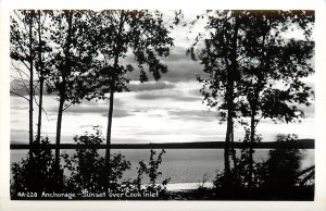 RPPC Postcard Anchorage Sunset Over Cook Inlet 4A 220