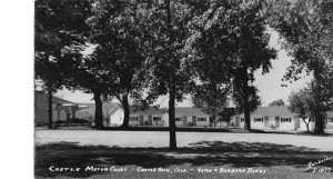 Castle Rock Colorado courtyard view Castle Motor Court real photo pc BB188