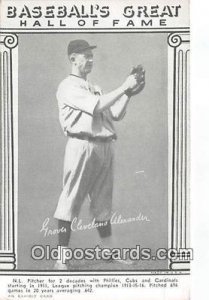 Grover Cleveland Alexander Baseball Postcard Base Ball Post Card Printed 1977...