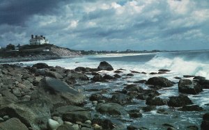 Postcard The New England Coast Rough Sea And Surf Along Rocks Shoreline