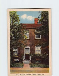 Postcard Mary Pickford's birthplace, Toronto, Canada