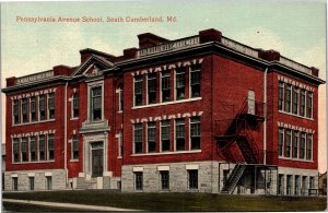 Postcard MD Cumberland Pennsylvania Avenue School - South Cumberland