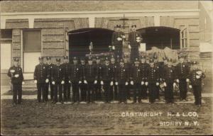 Sidney NY Cartwright H&l Co Fire Dept c1910 Real Photo Postcard