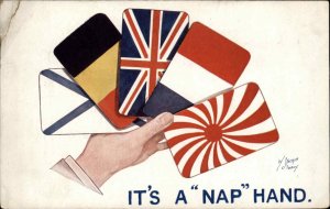 W Stocker Shaw WWI Allied Flags Playing Cards Propaganda Vintage Postcard