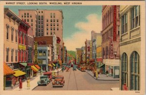 WV Market Street Looking South Wheeling West Virginia Postcard Z29