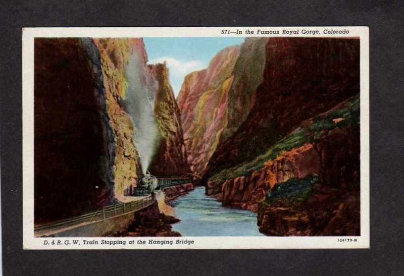 CO Denver and Rio Grande Western Railroad Train Royal Gorge Colorado Postcard