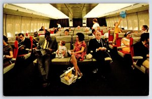 Pan Am New 747 Airport Interior Vintage Postcard