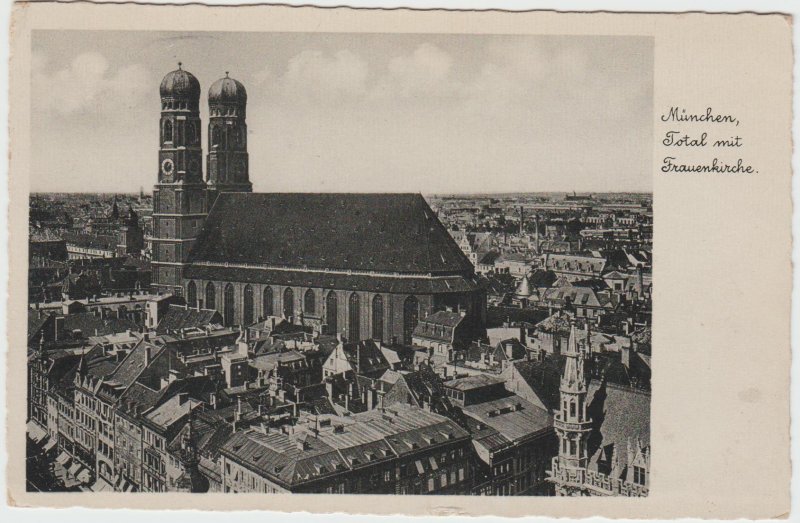 Vintage Frauenkirche München woman Church Munich Germany Postcard