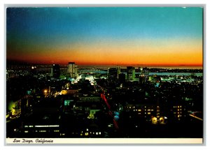 Postcard CA San Diego California Continental Aerial Night View Card