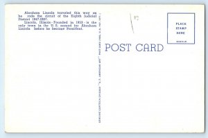 1940 Lincoln Illinois Postcard First Courthouse Logan County Abraham Practiced