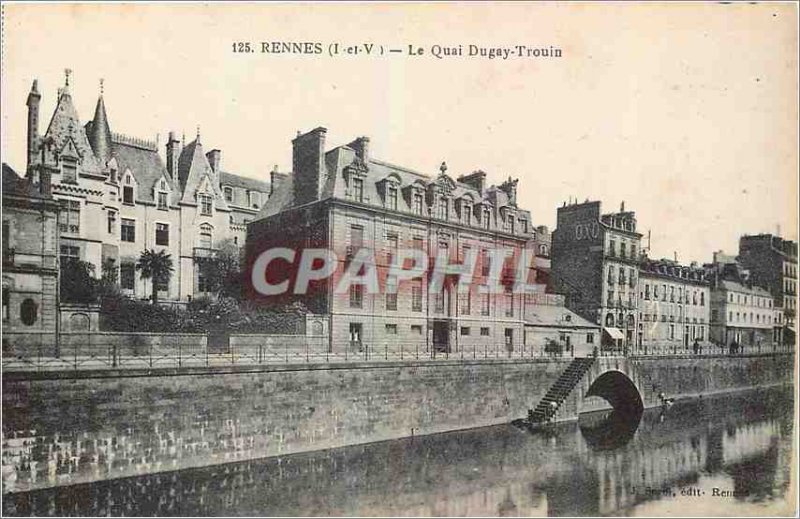 Old Postcard Rennes I and V Quai Duguay Trouin