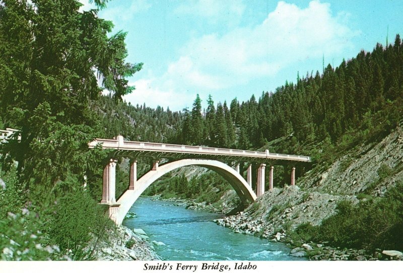 Vintage Postcard Smith's Ferry Bridge Cross Payette River McCall Idaho ID