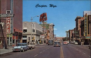 Casper Wyoming WY Trucks Classic Cars Station Wagon Vintage Postcard