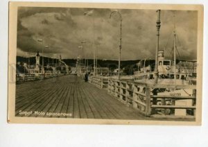 487839 Poland resort Sopot Zoppot pier and Grazina ship Vintage postcard