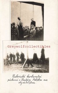 Military, Austrian Barbarians Hanging Polish Citizens, WWI, RPPC