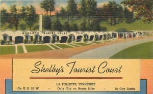 Postcard Tennessee La Follette Shelley's Tourist Court Teich linen 23-6413