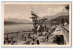 Millstatt Am See Strandbad Austria, Beach Scene RPPC Photo Unposted Postcard 