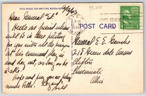 Fort Devens Massachusetts~Typical Army Chapel~PM 1943~Vintage Linen Postcard