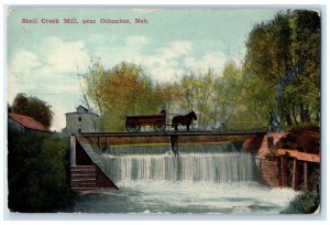 1911 Shell Creek Mill Horse Carriage Bridge Columbus Nebraska NE Posted Postcard