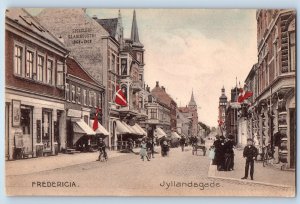 Fredericia Syddanmark Denmark Postcard Jutland Street c1910 Antique Unposted