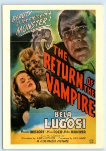 Advertising RETURN of the VAMPIRE Movie BELA LUGOSI ~ 4x6 Repro Postcard