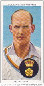 Player Cigarette Card Cricketers 1938 No 21 G H Pope Derbyshire