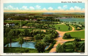 Postcard TX Taylor Murphy Park Aerial View City Lake Photo B.J. Korman 1948 S57