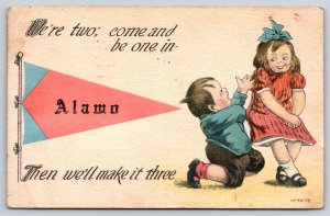 Come and Be One in Alamo Michigan~Awkward Proposal~2 Then 3~c1910 Pennant PC