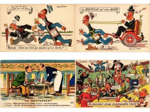 ALCOHOL DRINKING HUMOR COMIC, 45 Old Postcards pre-1960 (L6208)