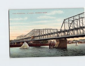 Postcard Long Drawbridge Hudson River At Albany New York