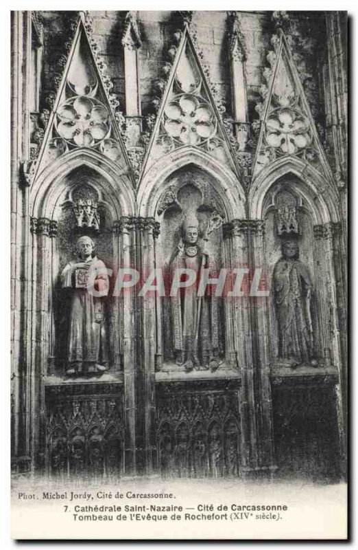 Old Postcard Carcassonne Cathedrale Saint Nazaire Tomb of & # 39eveque Rochefort