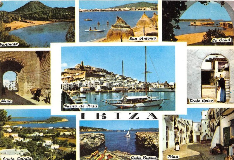 US41 postcard Spain Ibiza multi view yacht Baleares