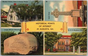 Augusta Georgia, Historical Points of Interest, Famous Places, Vintage Postcard