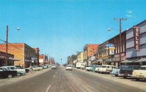 Raeford NC Main Street Storefronts Belk's 1950's Cars, Postcard.