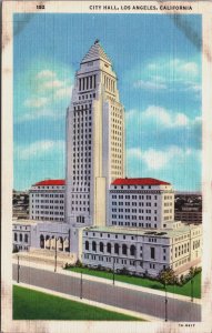 City Hall Los Angeles California Linen Postcard C176