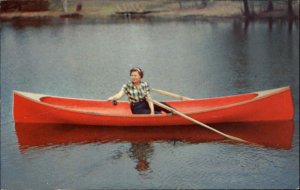 Ossining New York NY Adirondack Guide Boat Canoe Ad Advertising Vintage Postcard