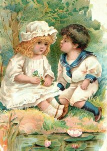 Adorable Kids Lily Pads Sweet Chimes Mail Order Form Victorian Trade Card P95