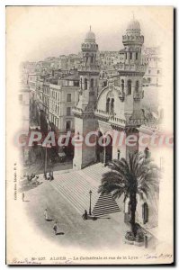 Old Postcard ALGIERS the cathedral and street Lyra