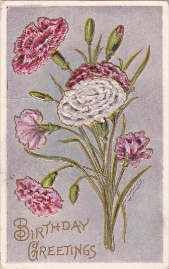 Fred Lounsbury Birthday Greetings Carnations 1909