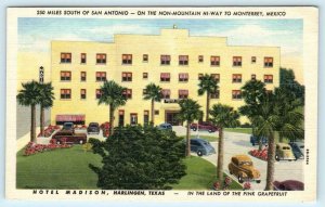 HARLINGEN, Texas TX ~ Roadside HOTEL MADISON Land of Pink Grapefruit  Postcard