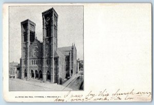 c1905's Peter & Paul Cathedral Building Clock Providence Rhode Island Postcard