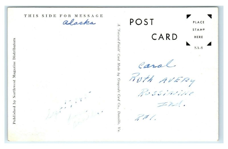 Postcard Trying to Take a Bath, Alaska AK (tiny dots) 1945 MA14