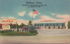 Postcard Bellevue Diner Montgomeryville PA Vintage Cars