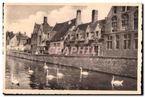 Old Postcard Brugge Groene Rel Godshuls De Pelikaan Bruges Quai Vert House Pe...