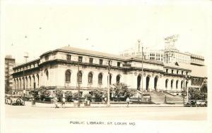 Autos 1930s RPPC Postcard Public Library St Louis Missouri 11581