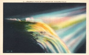Vintage Postcard 1930's Prospect Point By Illumination Floodlights Niagara Falls