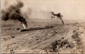 Vtg Hibbing Minnesota MN Hull Rust Mine Railroad Train Open Pit RPPC Postcard