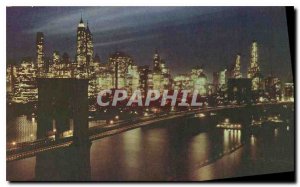 Old Postcard Brooklyn Bridge at Night New York